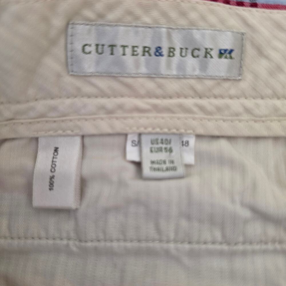 Cutter & Buck Men's Size 40 100% Cotton Blue Plaid Pleated Front Shorts - Picture 6 of 9